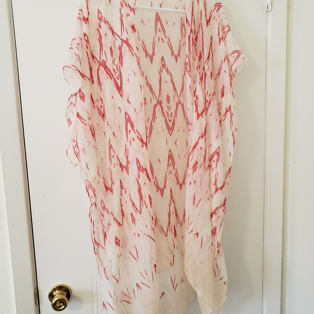 Cream and Pink Sheer Shawl